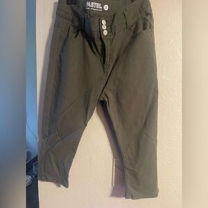 Pastels Dark Olive Utility Capri Pants